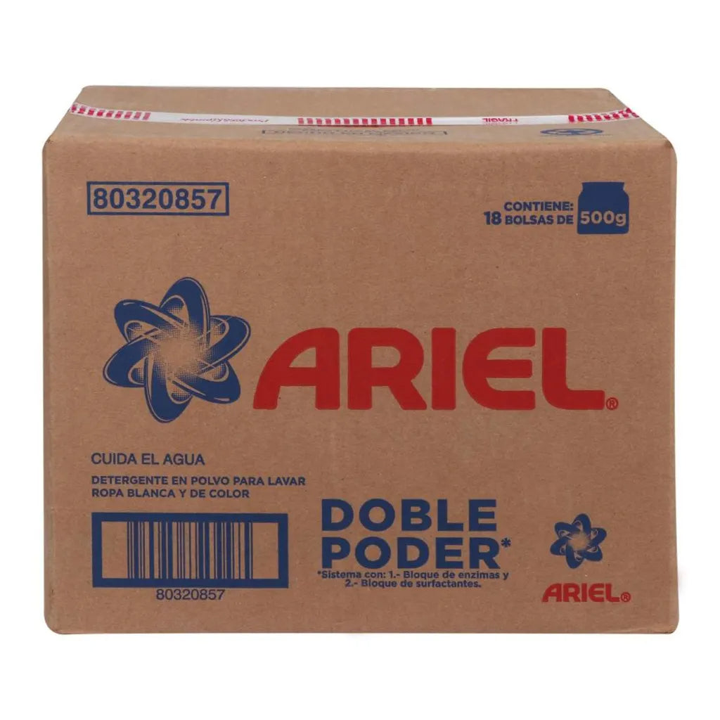 Detergente en Polvo Ariel 18 pzas 500 g