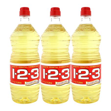 Aceite Vegetal 1-2-3 3 pzas de 1 l