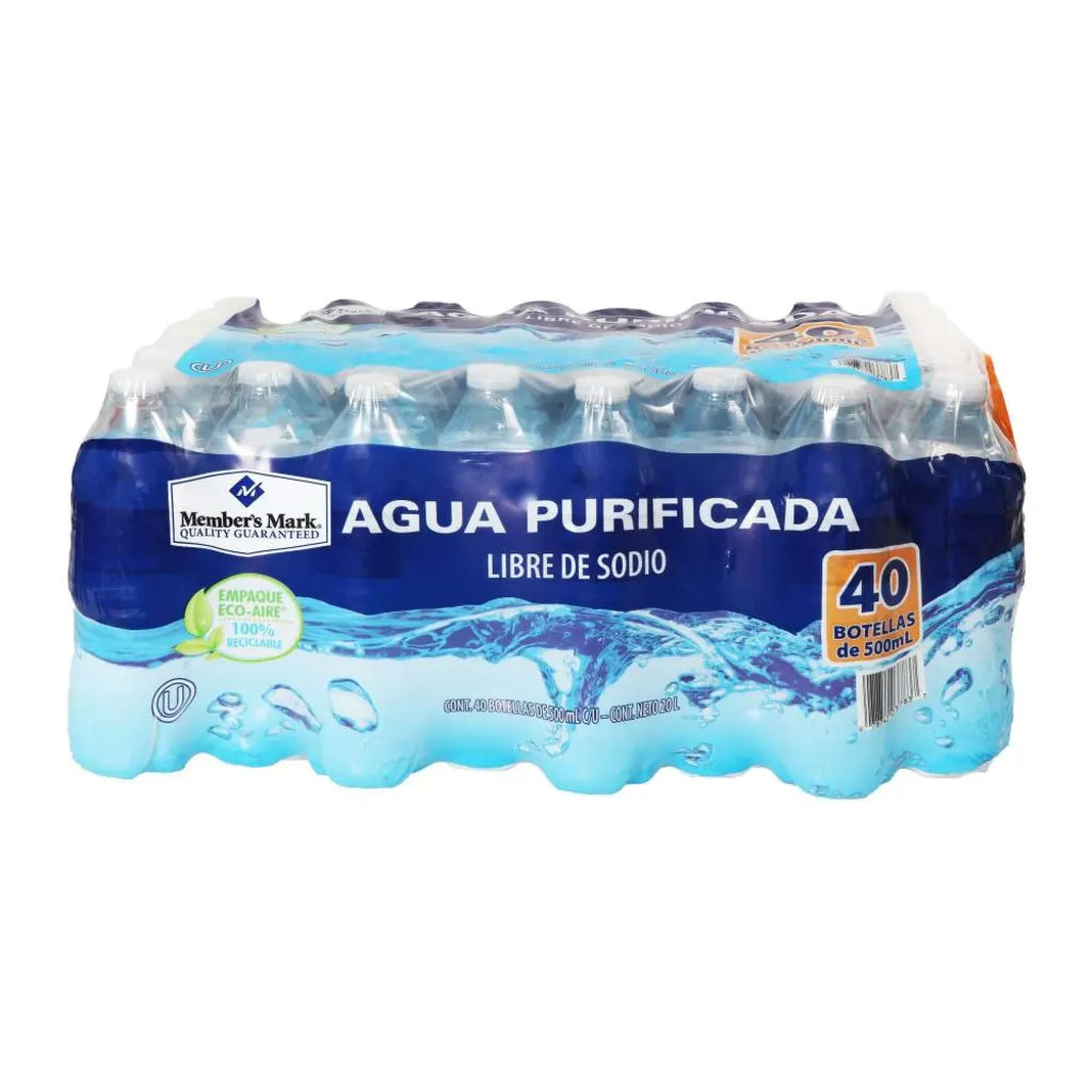 Agua Purificada Member&#39;s Mark 40 pzas de 500 ml