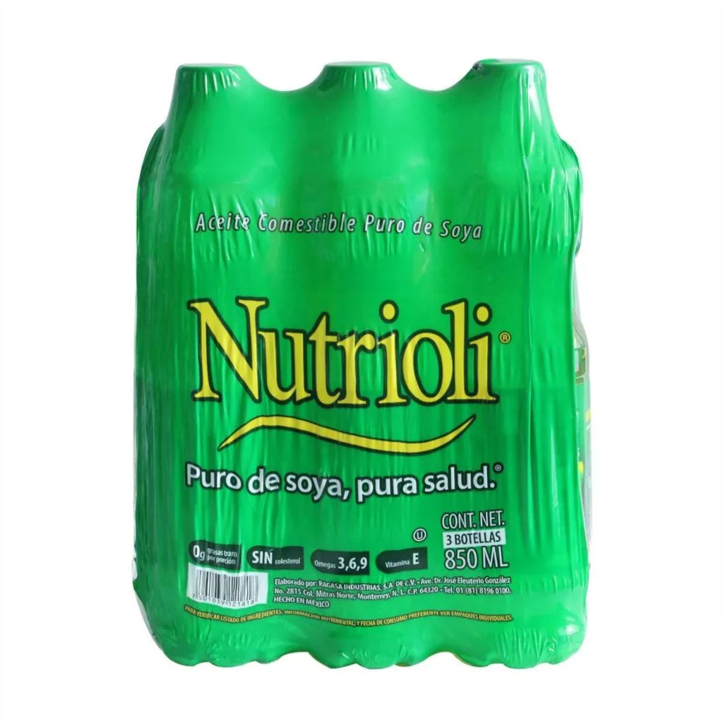 Aceite Puro de Soya Ragasa Nutrioli 3 pzas de 850 ml