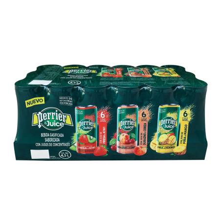 Agua Mineral Perrier con Jugo de Frutas 18 pzas de 250 ml