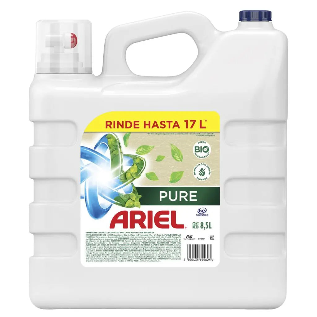 Detergente Líquido Ariel Pure Doble Poder 8.5L