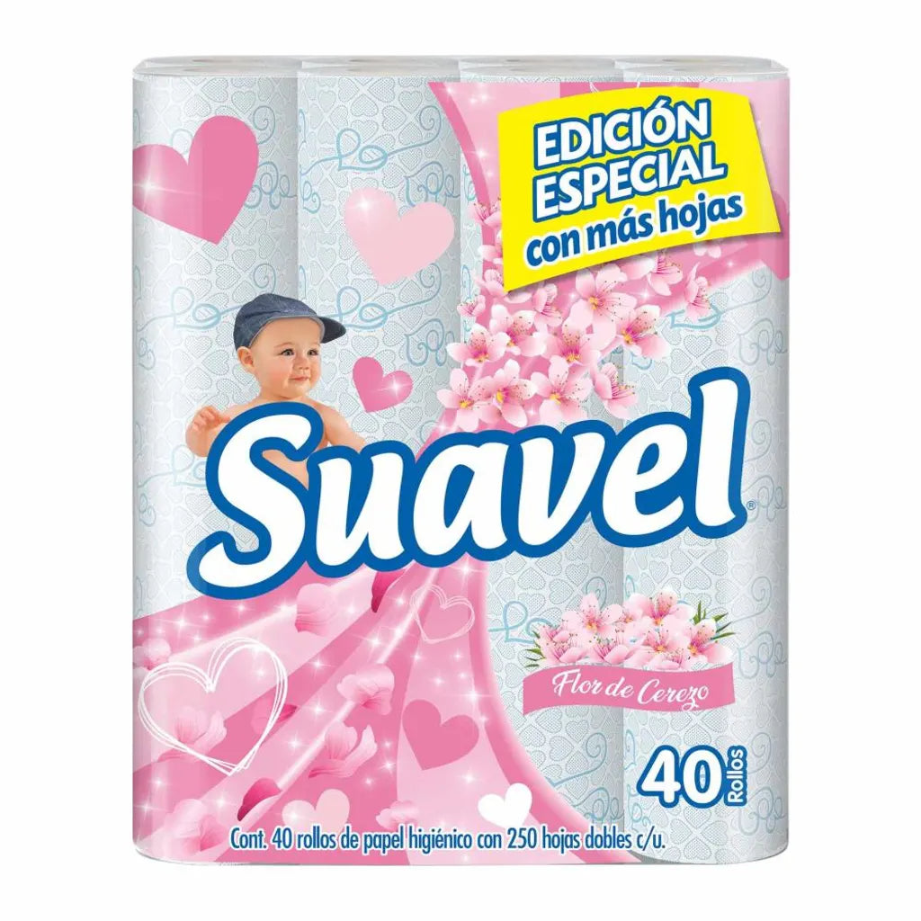 Papel Higiénico Suavel Flor de Cerezo con 40 Rollos